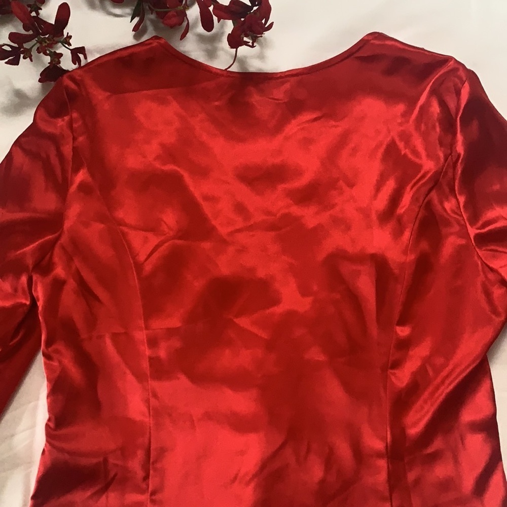 Joseph Ribkoff Scarlet Satin Blouse - Picture 8 of 12